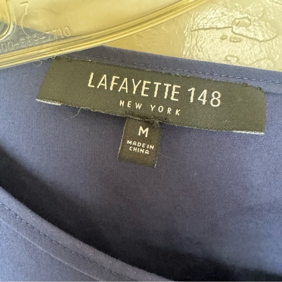 Lafayette 148 Blue Dress Tie Sleeves Modest Church Office - Picture 6 of 9